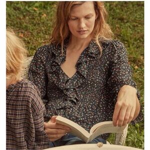 DOEN Black Hardy Top in Black Parc Monceau Floral